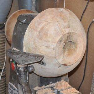 sycamore bowl on lathe